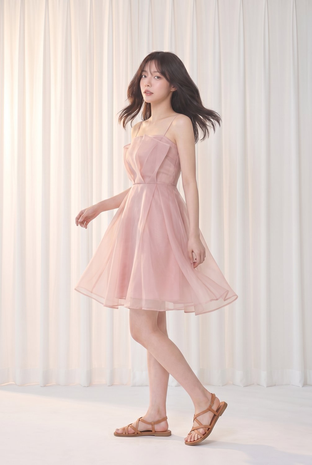 Blush tulle mini dress — balletcore soft-girl look