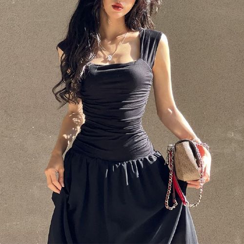 Square Neck Maxi A-Line Dress